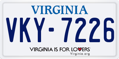 VA license plate VKY7226