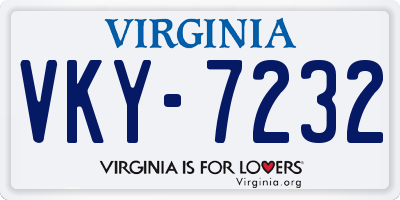 VA license plate VKY7232