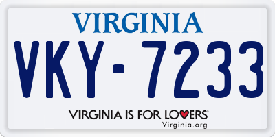 VA license plate VKY7233