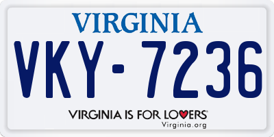 VA license plate VKY7236