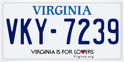 VA license plate VKY7239