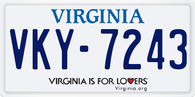 VA license plate VKY7243