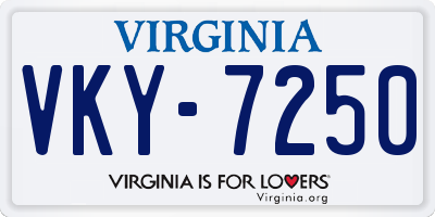VA license plate VKY7250