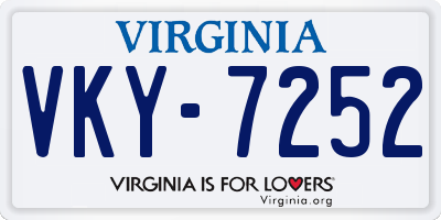 VA license plate VKY7252