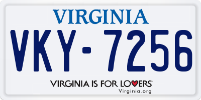 VA license plate VKY7256