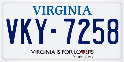 VA license plate VKY7258