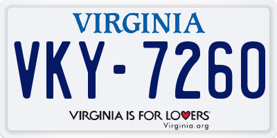 VA license plate VKY7260