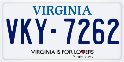 VA license plate VKY7262