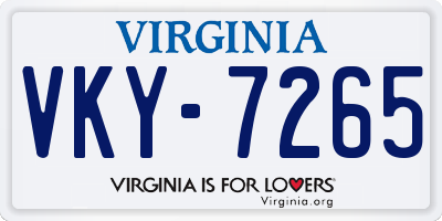 VA license plate VKY7265