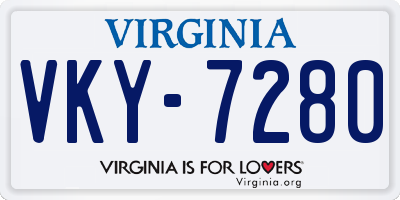 VA license plate VKY7280