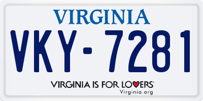 VA license plate VKY7281