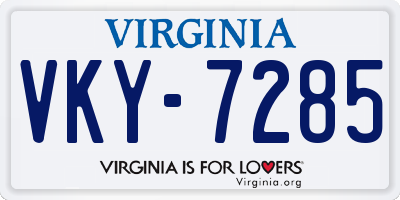 VA license plate VKY7285