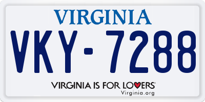 VA license plate VKY7288