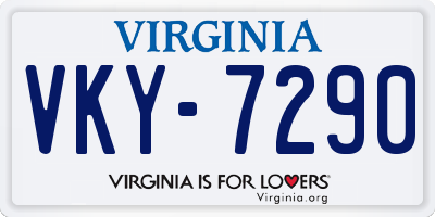 VA license plate VKY7290