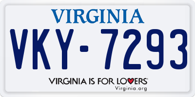 VA license plate VKY7293