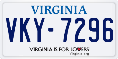 VA license plate VKY7296