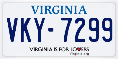 VA license plate VKY7299