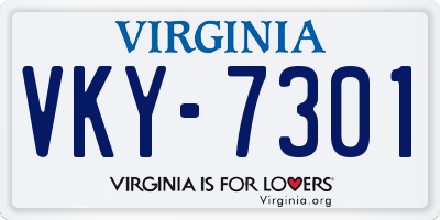 VA license plate VKY7301