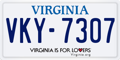 VA license plate VKY7307