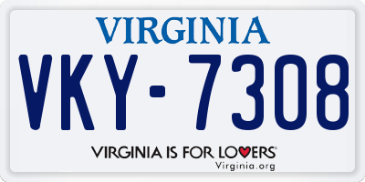 VA license plate VKY7308