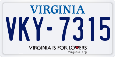 VA license plate VKY7315