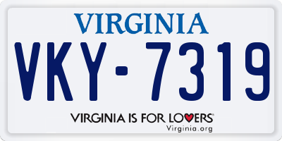 VA license plate VKY7319