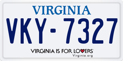 VA license plate VKY7327