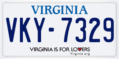 VA license plate VKY7329