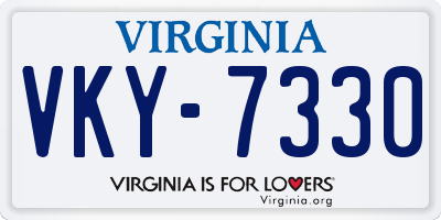 VA license plate VKY7330