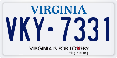 VA license plate VKY7331
