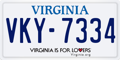 VA license plate VKY7334