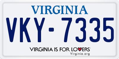 VA license plate VKY7335