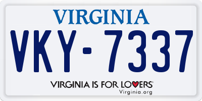 VA license plate VKY7337