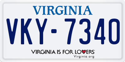 VA license plate VKY7340