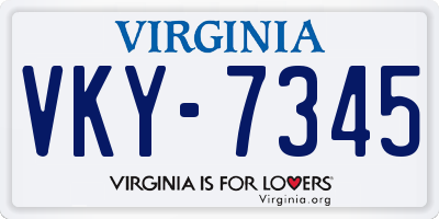 VA license plate VKY7345