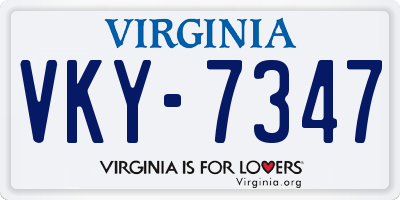 VA license plate VKY7347