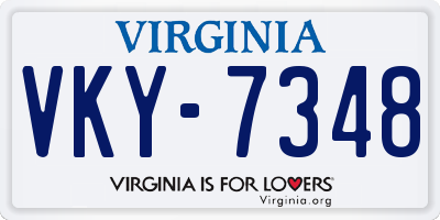 VA license plate VKY7348