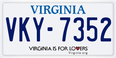 VA license plate VKY7352