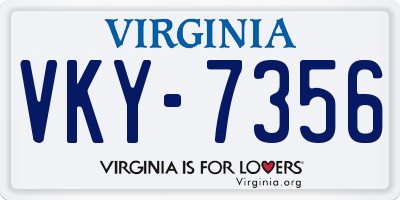 VA license plate VKY7356