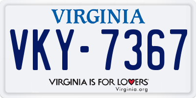 VA license plate VKY7367
