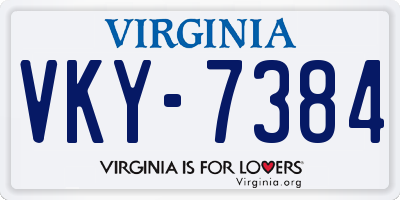 VA license plate VKY7384