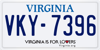 VA license plate VKY7396