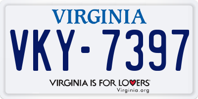 VA license plate VKY7397