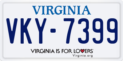 VA license plate VKY7399