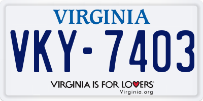 VA license plate VKY7403