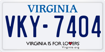 VA license plate VKY7404
