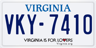 VA license plate VKY7410
