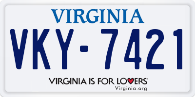 VA license plate VKY7421