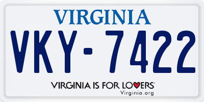 VA license plate VKY7422
