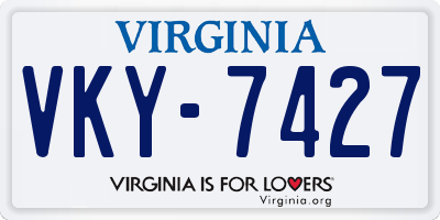 VA license plate VKY7427